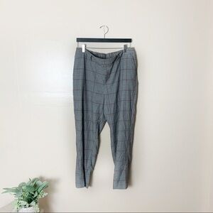 [A New Day] Gray Plaid Print Tapered Leg Elastic Waist Career Pant Trousers